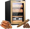 Electronic Cooler Humidor,50L Cigar Humidor Cabinet,Electric Cigar Humidors,with Cedar Wood Shelves Drawer,Temperature Control Touch Display,for 200-300 Cigars,for Cigar Lovers,Gold-B view 1