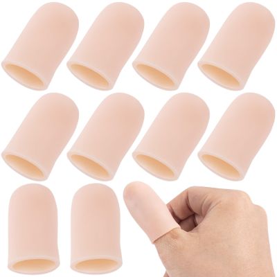 Mxxipp 10pcs Gel Finger Cots, Soft Flexible Finger Cap Covers, Thumb Support Protector for Hands Cracking, Eczema Skin, Trigger Finger Arthritis Pain Relief