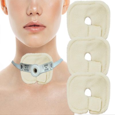 3PCS Trach Pads, Reusable Trach Tube Covers, Tracheostomy Dressing Pads Tracheostomy Tube Holder Pad, Tracheostomy Trach Tube Supplies, Trach Pads for Adaptive Surgical Tracheostomy Pad (Rice-White)