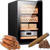 50L Cigar Humidor Cabinet,Electric Cigar Humidors,Electronic Cooler Humidor,with Cedar Wood Shelves Drawer, Smart Temperature Control Touch Display,for 200-300 Cigars,Black-B view 1