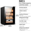 50L Cigar Humidor Cabinet,Electric Cigar Humidors,Electronic Cooler Humidor,with Cedar Wood Shelves Drawer, Smart Temperature Control Touch Display,for 200-300 Cigars,Black-B view 2