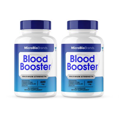 (2 Pack) Microbio Blood Booster, Micro Bio Blood Booster Natural Blood Flow Support Supplement, Micro Bio Brands Pills Advanced Microbiobrands Maximum Strength Support Formula (120 Capsules)
