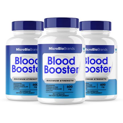(3 Pack) Microbio Blood Booster, Micro Bio Blood Booster Natural Blood Flow Support Supplement, Micro Bio Brands Pills Advanced Microbiobrands Maximum Strength Support Formula (180 Capsules)