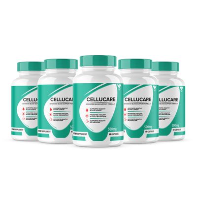 (5 Pack) Cellucare Advanced Blood Support Formula Supplement - Cellucare Blood Capsules - Maximum Strength, Cellucare All Natural Treatment, Cellu Care Pills Blood Support Reviews (300 Caps)