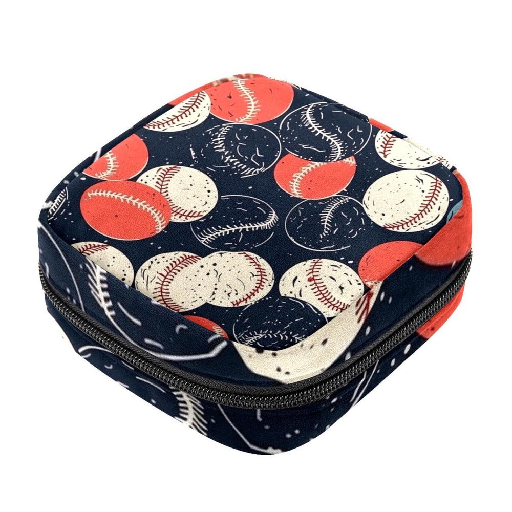 Baseball Ball Background Period Bag, Sanitary Napkin Storage Bag, Portable Period Bags for Teen Girls Period Small Pouch Pad Bag for Feminine Products