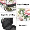 Pink Flowers with Leaves Cosmetic Bags for Women - Cosmetic Bag Women Handbags Purses Makeup Organizer Storage Makeup Bag Girls Pencil Case Bags view 3
