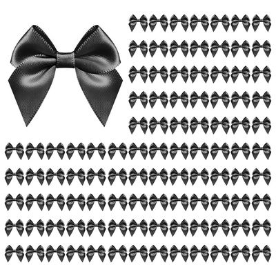 100 PCS Bows for Gift Wrapping, 2.75" Satin Ribbon Bows with Double-Sided Tape, Small Bows for Crafts, Bow Decor, Mini Bows Decorations for Party Baby Shower Birthday Wedding (White)