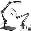 15X Magnifying Glass with Light, Table Lamp with Stand and Clamp, 2-in-1 LED Desk Lamp with Magnifier, 3 Color Modes, 72 LEDs, Real Glass Lens for Close Works, Craft, Hobby, Painting, Reading, Repair view 1