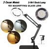 15X Magnifying Glass with Light, Table Lamp with Stand and Clamp, 2-in-1 LED Desk Lamp with Magnifier, 3 Color Modes, 72 LEDs, Real Glass Lens for Close Works, Craft, Hobby, Painting, Reading, Repair view 2