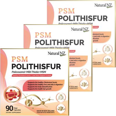 Natural NZ Polithisfur (Policosanol + Milk Thistle + MSM) 90 Vege Capsules (3)