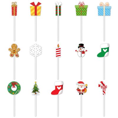 15 Pieces Christmas Cupcake Toppers Picks Merry Christmas Toothpick Flags for Home Party Decor Party Supplies Favors