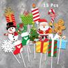 15 Pieces Christmas Cupcake Toppers Picks Merry Christmas Toothpick Flags for Home Party Decor Party Supplies Favors view 3