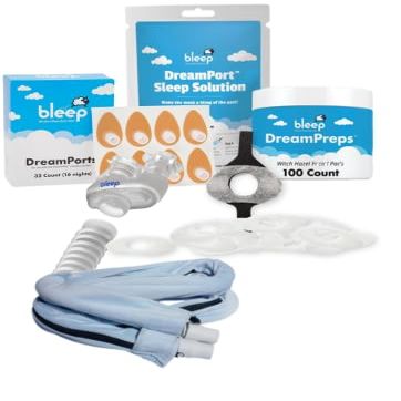 Bleep All-in-One Pap Starter Pack | DreamWay Kit with DreamPorts, DreamPreps, Hose Wrap, Diffusers & Extra Hose | Complete CPAP/BiPAP Bundle for New Users | 32 Count