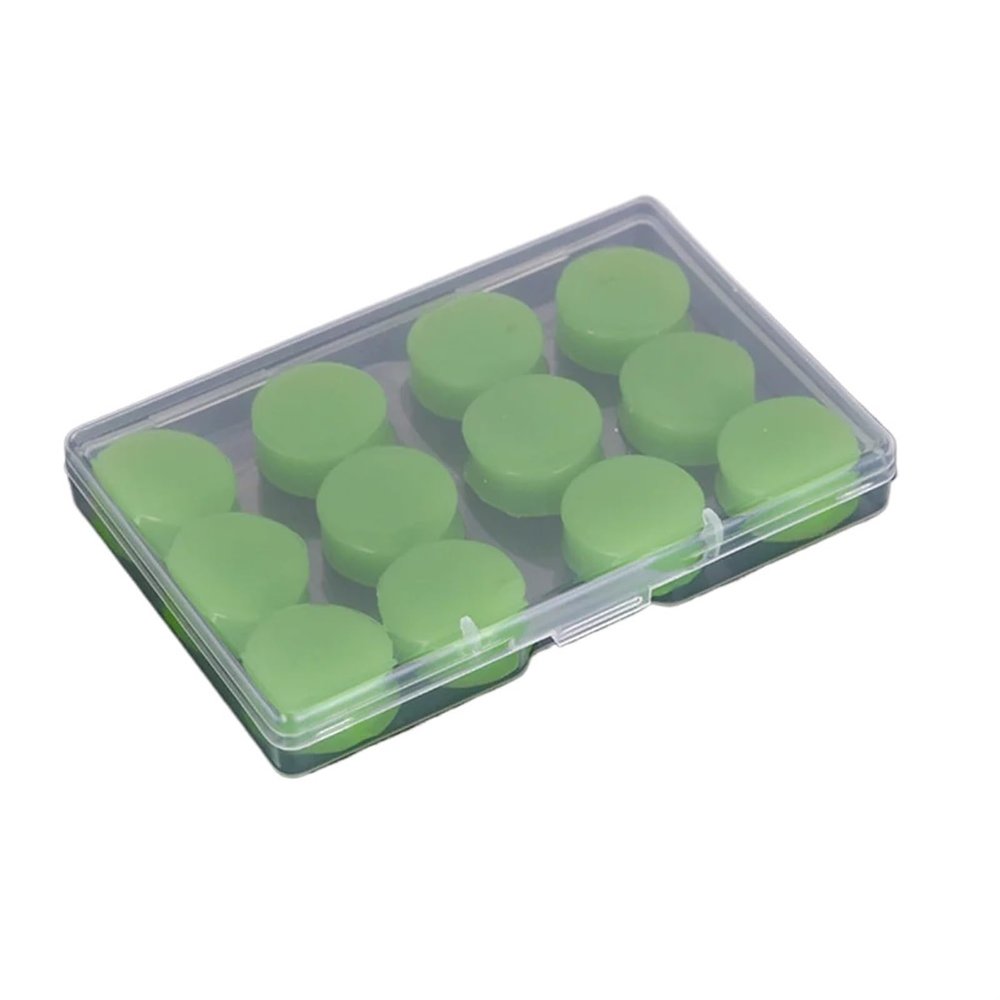 12Pcs Silicone Sleeping Ear Plugs Noise Reduction Anti Snore Sound Insulation Earplug Sleep Protection Reusable Plugs(Green)