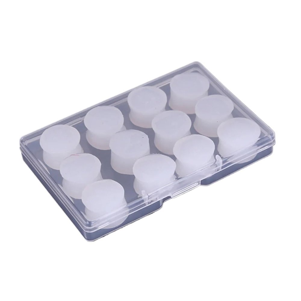 12Pcs Silicone Sleeping Ear Plugs Noise Reduction Anti Snore Sound Insulation Earplug Sleep Protection Reusable Plugs(White)