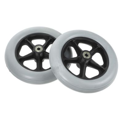 Hoement 2pcs Wheelchair Front Replacement Wheels Solid Walker Wheels with Axles for Manual Wheelchairs Durable and Lightweight Design for Smooth Mobility and Easy Installation