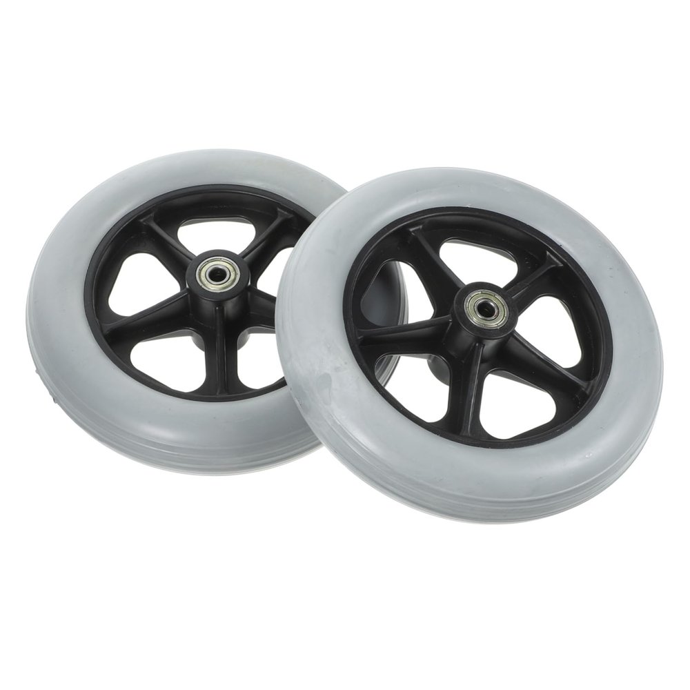 Hoement 2pcs Wheelchair Front Replacement Wheels Solid Walker Wheels with Axles for Manual Wheelchairs Durable and Lightweight Design for Smooth Mobility and Easy Installation