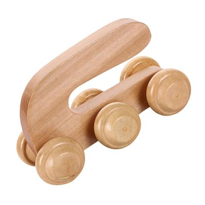 COLLBATH Wooden Massage Roller for Muscle Relief U-Shape Manual Massager with Rollers Portable Back Massager for Improved Circulation and Pain Reduction