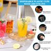 Custom 12/16/20oz Disposable Clear Plastic Cups with Lids and Straws, Transparent Coffee Beverage Soft Cups with Personalized Stickers Labels for Wedding, Party, Business (16oz (500ml)) view 3