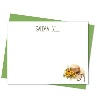 Cathy Wraps Sunflower Note Cards with Envelopes, Personalized Floral Stationery Set for Women, Set of 12 Flat Notecards