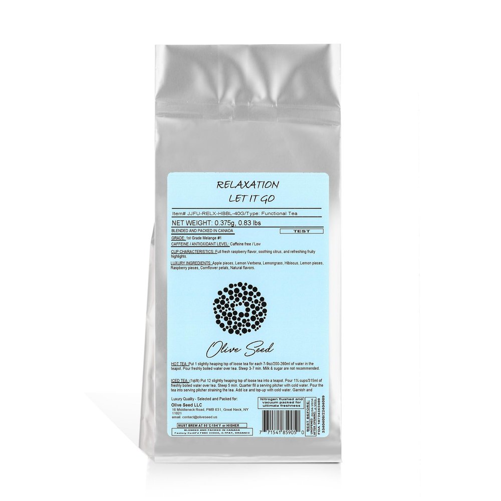 Premium Herbal Tea - LET IT GO Functional Tea - Relaxation Support - Loose Leaf Tea with Lemon Verbena, Hibiscus, Lemongrass & Fruit Pieces - VALUE PACK - 375g/13.2 oz - Caffeine-Free - Eco Friendly - Blended and Packed in Canada