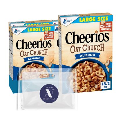 Cheerios Oat Crunch 4-Pack of Almond Large Size Cereal, Gluten Free Heart Healthy with Whole Grain Oats 18oz Box + 1 Utility Freebie by Lavinia