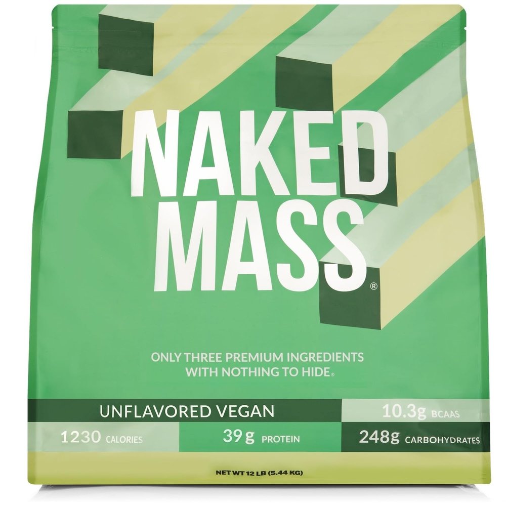 NAKED Vegan Mass - Natural Vegan Weight Gainer Protein Powder - 1,230 Calories, NSF Certified, Non-GMO, Soy & Gluten Free, No Artificial Ingredients - 12LB Bulk - 17 Servings