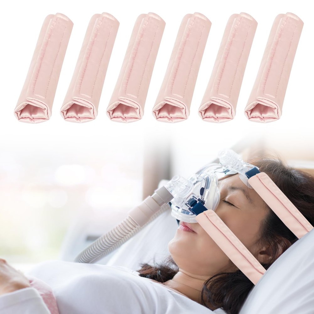 6 Pack Satin CPAP Strap Covers, Universal CPAP Strap Cushions, Comfort CPAP Mask Cushions fit Most CPAP Mask and Headgear can Reducing Red Marks and Pressure Soft Fabric CPAP Cushions for Mask(Pink)
