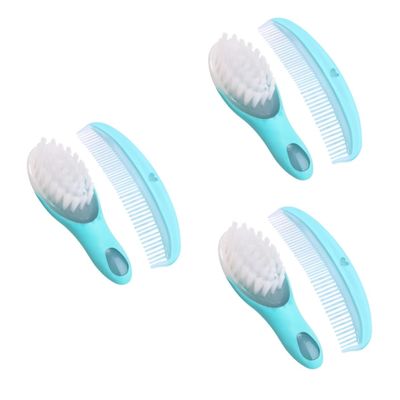 Beatifufu 3sets Boy Girl Detangler Brush for Newborn Boy Comb Cradle Cap Brush Static Smooth Promotes Blood Circulation