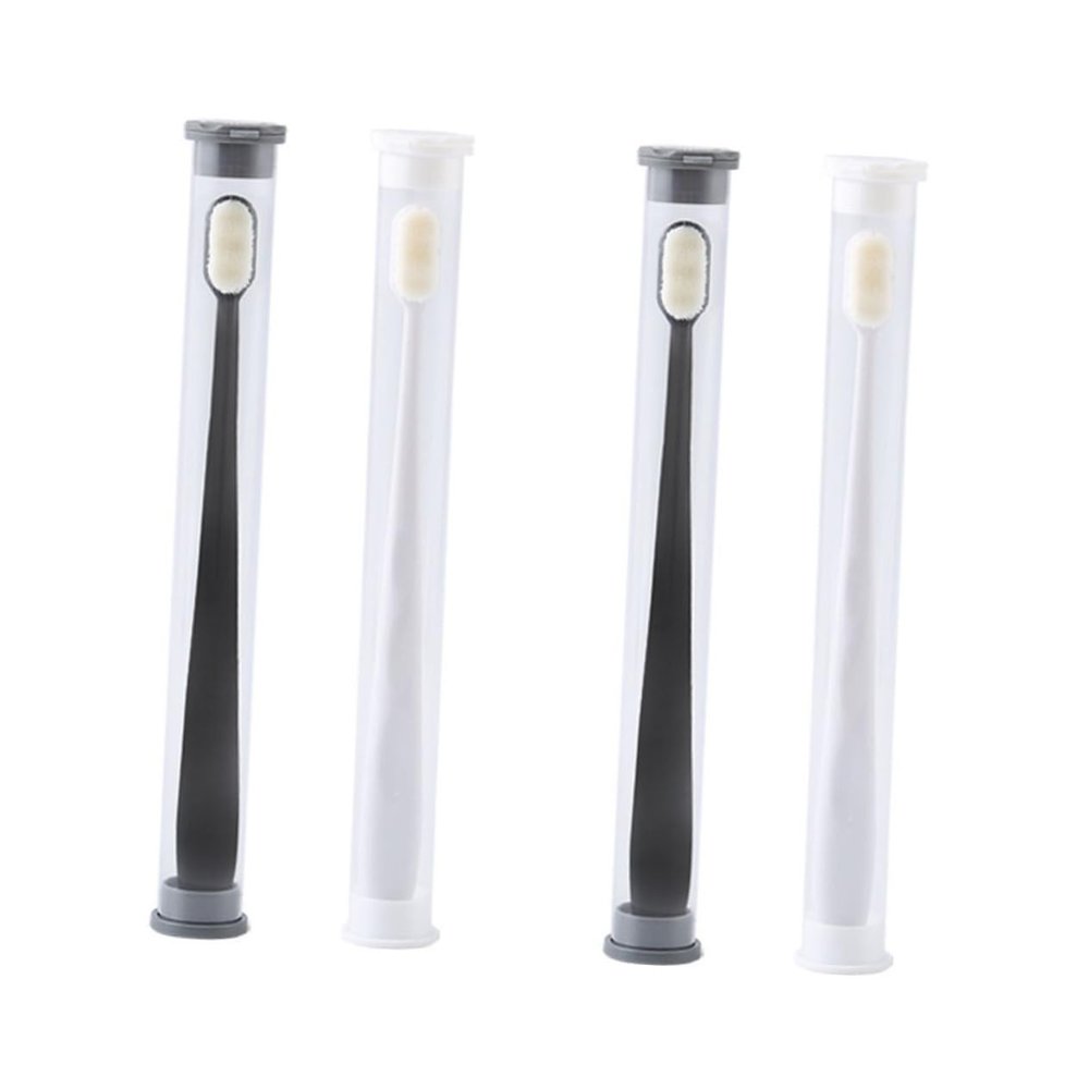 BCOATH 4pcs Micro-Nano Bristle Toothbrushes for Adults Household Care for Sensitive Gums for Travel and Daily Use Includes Flat and Wave Design Black White