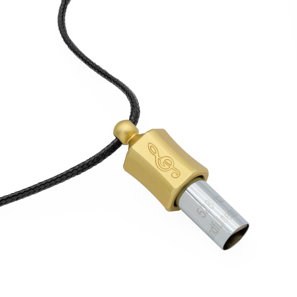 MIKUHOT Anxiety Necklace 528 Hz Breathing Meditation Whistle Mindfulness Device for Stress Relief Calm Meditation Adjusting Breathing Anxiety Relief Necklace, Stress Relief Gift for Men Women-Gold