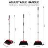 NACENA Broom and Dustpan Set, 52-in Long Adjustable Handle Broom Dustpan Combo with Dustpan Teeth to Automatically Clean Hair Suitable for Home Kitchen Office Hall Floor (Black&Red), 2 Pack view 2