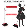 NACENA Broom and Dustpan Set, 52-in Long Adjustable Handle Broom Dustpan Combo with Dustpan Teeth to Automatically Clean Hair Suitable for Home Kitchen Office Hall Floor (Black&Red), 2 Pack view 3
