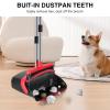 NACENA Broom and Dustpan Set, 52-in Long Adjustable Handle Broom Dustpan Combo with Dustpan Teeth to Automatically Clean Hair Suitable for Home Kitchen Office Hall Floor (Black&Red), 2 Pack view 4