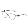 Weloveushop Fashionable Cat Eye Flat Lens Retro Triangle Glasses Holder Simple Metal Full Frame Anti Blue Light Glasses for Men and Women (Black Frame Blue Light Flakes) view 1