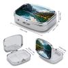 Pill Box with Mirror 2 Compartment Alpine Lake Pill Case Portable Pill Box for Pocket Purse Travel Pill Organizer Daily Medicine Organizer for Vitamins Supplements view 2
