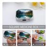 Pill Box with Mirror 2 Compartment Alpine Lake Pill Case Portable Pill Box for Pocket Purse Travel Pill Organizer Daily Medicine Organizer for Vitamins Supplements view 3