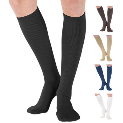 ABSOLUTE SUPPORT Made in USA - Opaque Compression Knee High for Women & Men 20-30mmHg - Cotton Support Stockings for Varicose Veins, Edema, Embolism, Pain Relief - Black, X-Large - A105BL4