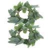 BIUDECO 2pcs Eucalyptus Candle Rings Wreaths Faux Greenery Centerpieces for Weddings Parties and Home Decor Realistic Floral Candle Holders for Pillar view 1