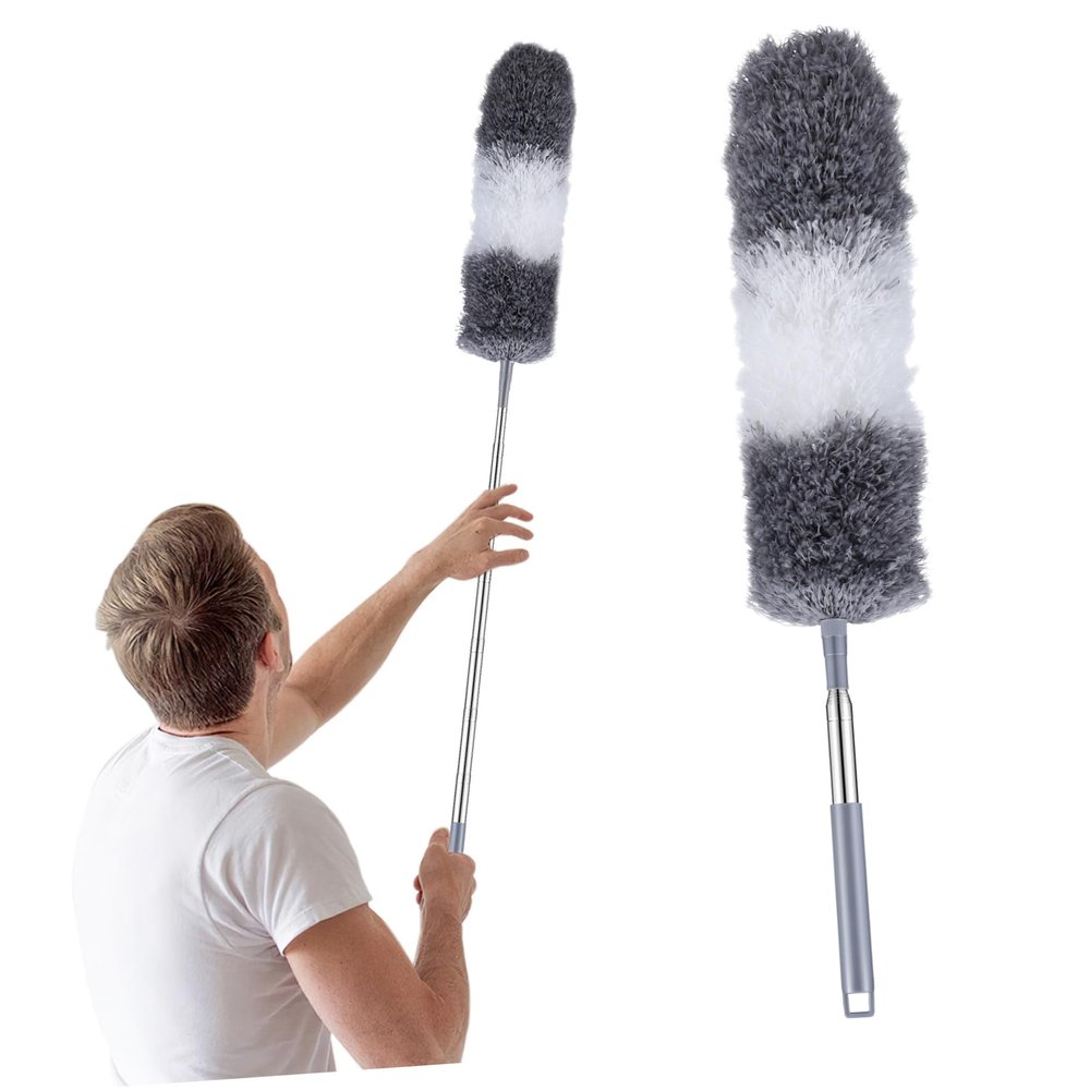 CHILDWEET Long Duster Extendable Pole Microfiber Cleaning Brush for Household Use Dust Cleaner Random Style