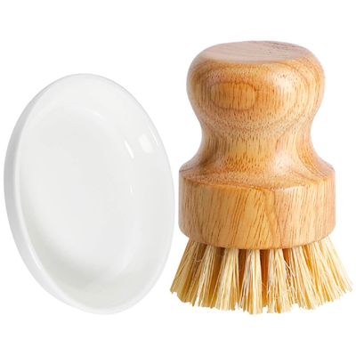 GARVALON 1set Kitchen Dish Scrubber Brush Multi-Purpose Cleaning Tool for Non-Stick Cookware Bamboo and Coir Design Essential Kitchen Cleaning Brush for Grease and Grime Removal