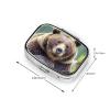 Grizzly Bear Pill Box 2 Compartment Pill Case for Purse & Pocket Cute Pill Organizer with Mirror Portable Travel Pillbox Metal Square Medicine Organizer Unique Gift view 4