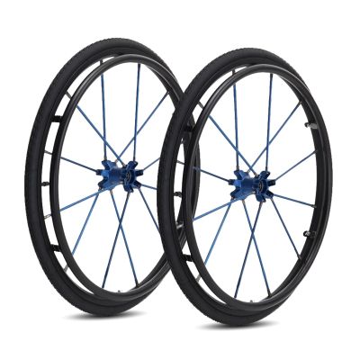 1 Pair 24 Inch Sports Wheelchair Rear Wheel Assembly, Aluminum Alloy Wheel Replacement, 211 (25-540) Pneumatic Rubber Tires
