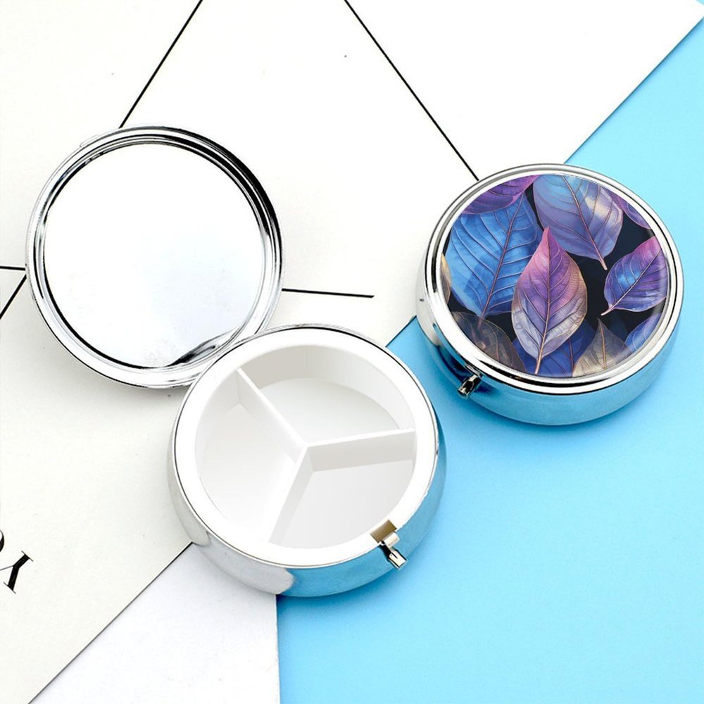 Pill Box Pill Case for Woman Weekly Pill Organizer with 3 Compartments A Series of Leaves Small Pillbox Pill Container Portable Vitamin Holder Boxes for Travel Medicine Organizer