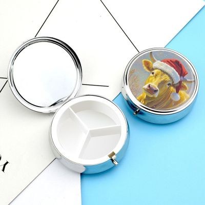 Pill Box Pill Case for Woman Weekly Pill Organizer with 3 Compartments Red Riding Bull Small Pillbox Pill Container Portable Vitamin Holder Boxes for Travel Medicine Organizer