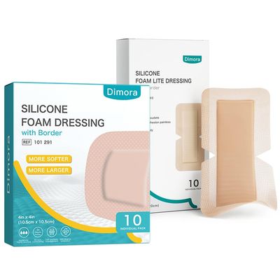 Dimora Silicone Foam Dressing with Border & Ultra Soft Silicone Foam Dressing 4"x4"