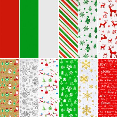 AORZIT 120 Sheets Christmas Tissue Paper - 12 Design Xmas Pattern Gift Wrapping Paper for Gift Bags, Wine Bottles, Party Decor & DIY Craft (12 Colors)