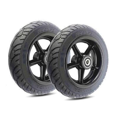 1 Pair 8 Inch Solid Front Wheels Replacement Parts for Wheelchair Walkers Scooter, 20050 Polyurethane Tires, ABS Plastic Wheel Hub
