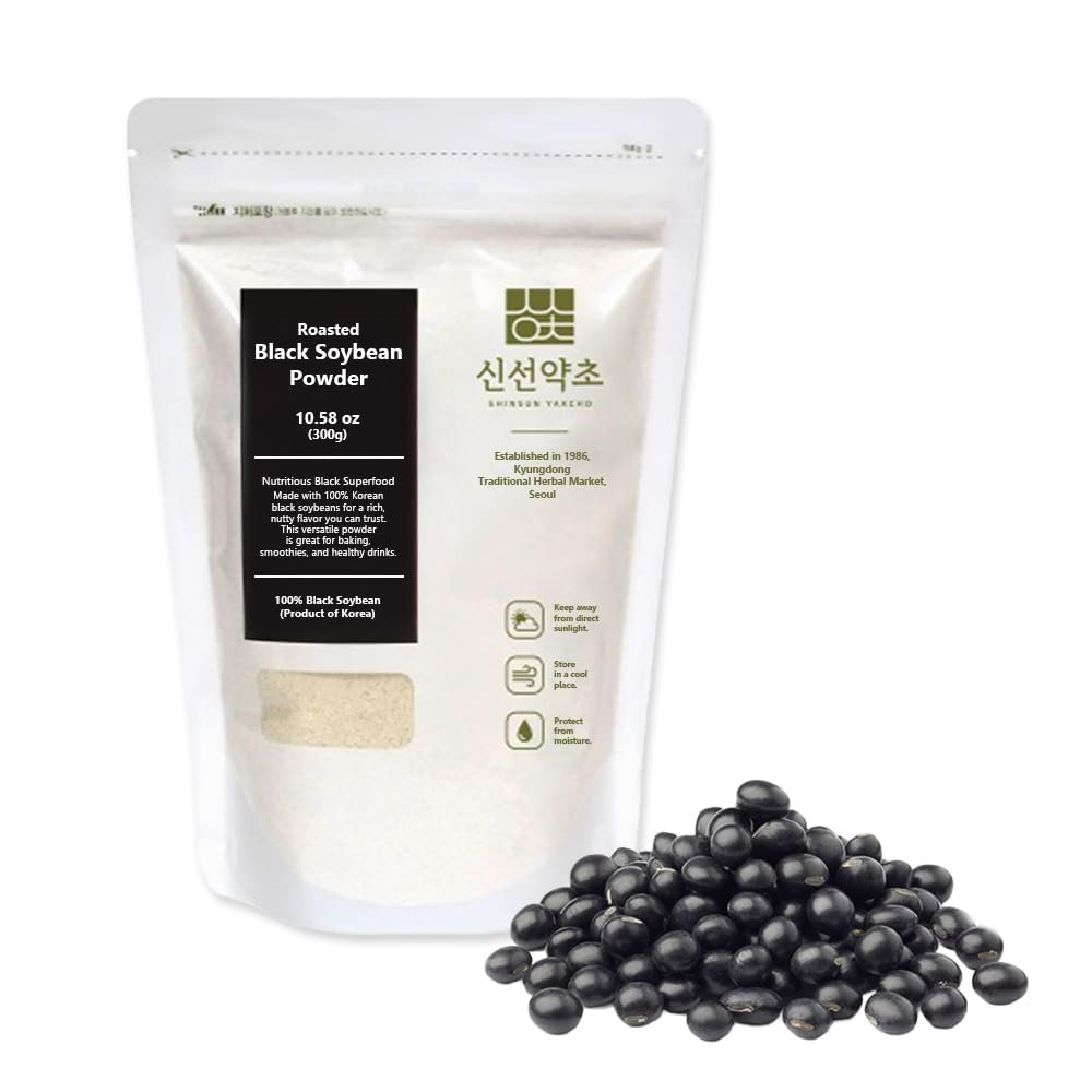 KOREAC_ Korean Roasted Black Soy Bean Powder 300g(10.6 oz), 100% Natural, Nourishing Black Food, Rich & Savory,  (300g(10.6 oz)_1Pack)