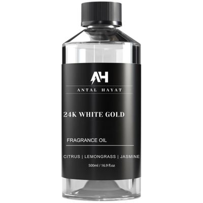24K Diffuser Essential Oil Scent - Luxury Hotel Inspired Aromatherapy Scent Diffuser Oil - Hints of Zesty Citrus, Floral Jasmine, & Delicate Lily - for Essential Oil Diffusers - 500mL